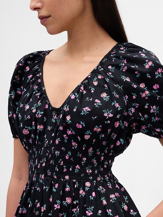 Rochie midi cu maneci bufante Rochie midi cu maneci bufante