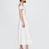Rochie midi cu umăr dezactivat în compoziție mixtă Rochie midi cu umăr dezactivat în compoziție mixtă