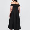 Rochie midi cu umăr dezactivat în compoziție mixtă Rochie midi cu umăr dezactivat în compoziție mixtă