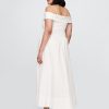 Rochie midi cu umăr dezactivat în compoziție mixtă Rochie midi cu umăr dezactivat în compoziție mixtă