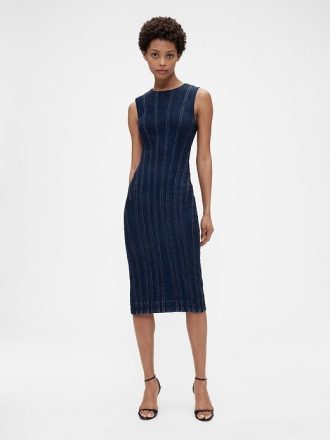 Rochie midi din denim cu cusături GapStudio