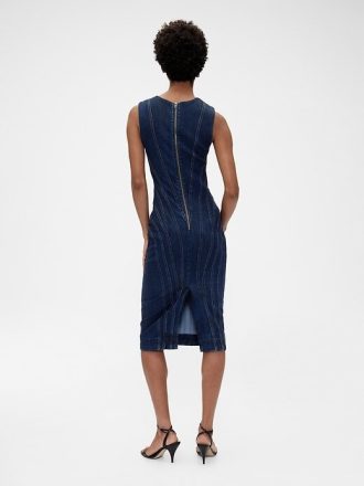 Rochie midi din denim cu cusături GapStudio