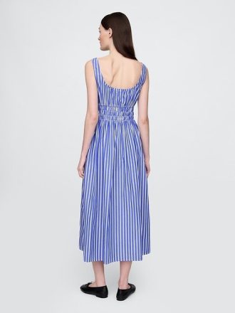 Rochie midi din popelin cu fumuri