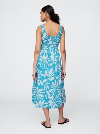 Rochie midi din popelin cu fumuri