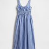 Rochie midi din popelin cu fumuri