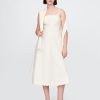 Rochie midi festonată din amestec de in