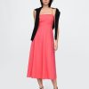 Rochie midi festonată din amestec de in Rochie midi festonată din amestec de in