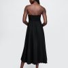 Rochie midi festonată din amestec de in