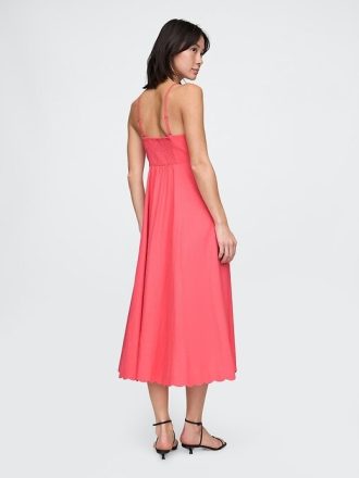 Rochie midi festonată din amestec de in