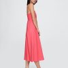 Rochie midi festonată din amestec de in Rochie midi festonată din amestec de in