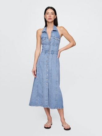 Rochie midi Icon Denim Halter