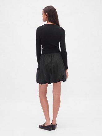 Rochie mini Bubble cu materiale mixte