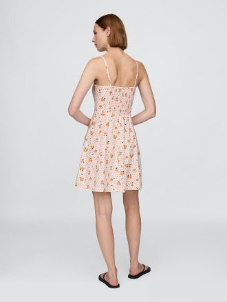 Rochie mini cu corset încrețit din amestec de in