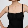 Rochie mini cu corset încrețit din amestec de in
