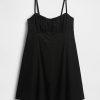 Rochie mini cu corset încrețit din amestec de in