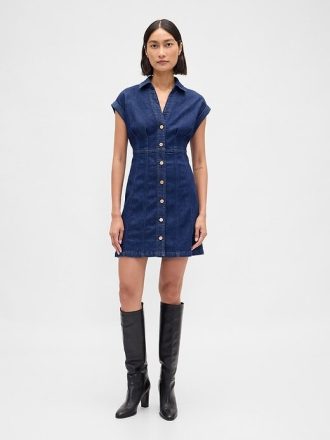 Rochie mini cu cusătură denim