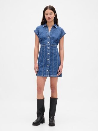 Rochie mini cu cusătură denim