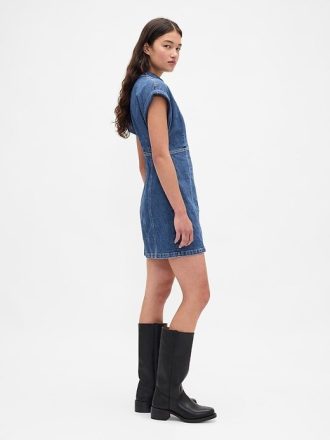 Rochie mini cu cusătură denim