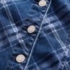 Rochie mini cu decolteu în V din denim în carouri Rochie mini cu decolteu în V din denim în carouri