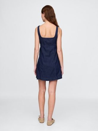 Rochie mini cu decolteu pătrat UltraSoft Denim