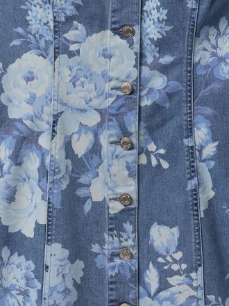 Rochie mini cu flori din denim