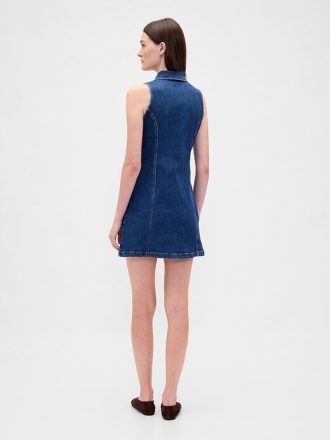 Rochie mini cu guler din denim