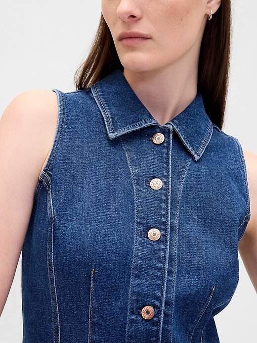Rochie mini cu guler din denim Rochie mini cu guler din denim