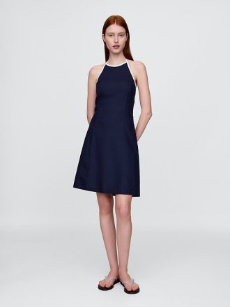 Rochie mini cu Halter din amestec de in