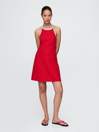 Rochie mini cu Halter din amestec de in