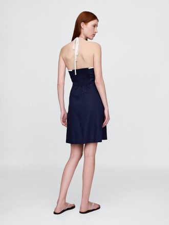 Rochie mini cu Halter din amestec de in