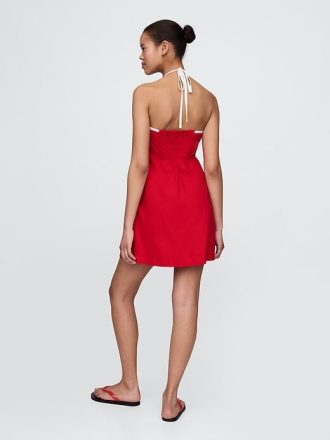 Rochie mini cu Halter din amestec de in