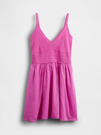 Rochie mini cu materiale mixte croșetate