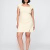 Rochie mini cu mâneci șapcă din amestec de in