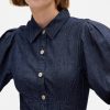 Rochie mini cu mâneci bufante din denim