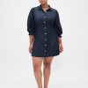 Rochie mini cu mâneci bufante din denim