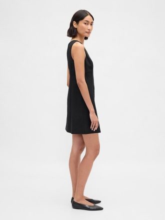 Rochie mini cu nasturi în față din amestec de in