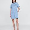 Rochie mini cu plimbare cu flori UltraSoft Denim Rochie mini cu plimbare cu flori UltraSoft Denim