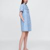 Rochie mini cu plimbare cu flori UltraSoft Denim Rochie mini cu plimbare cu flori UltraSoft Denim