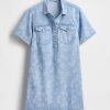 Rochie mini cu plimbare cu flori UltraSoft Denim Rochie mini cu plimbare cu flori UltraSoft Denim