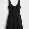 Rochie mini cu smock din amestec de in Rochie mini cu smock din amestec de in