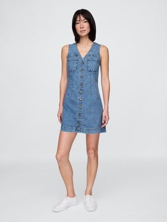 Rochie mini denim cu decolteu în V