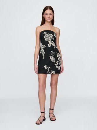 Rochie mini din amestec de in