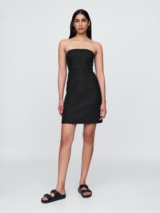Rochie mini din amestec de in