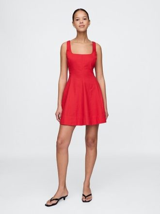 Rochie mini din amestec de in