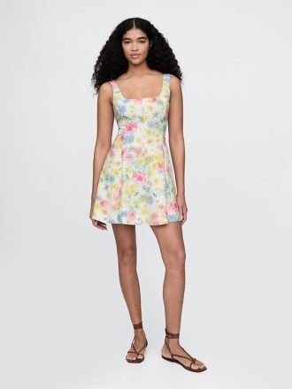 Rochie mini din amestec de in