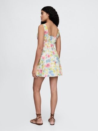 Rochie mini din amestec de in