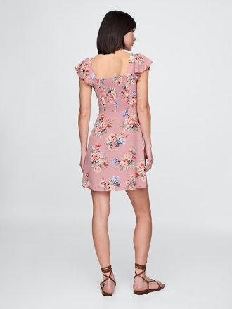 Rochie mini din crepon cu maneci fluturate