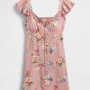 Rochie mini din crepon cu maneci fluturate Rochie mini din crepon cu maneci fluturate