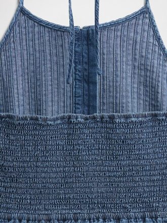 Rochie mini din denim cu Halter