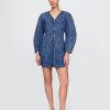 Rochie mini din denim cu mâneci butoi Rochie mini din denim cu mâneci butoi